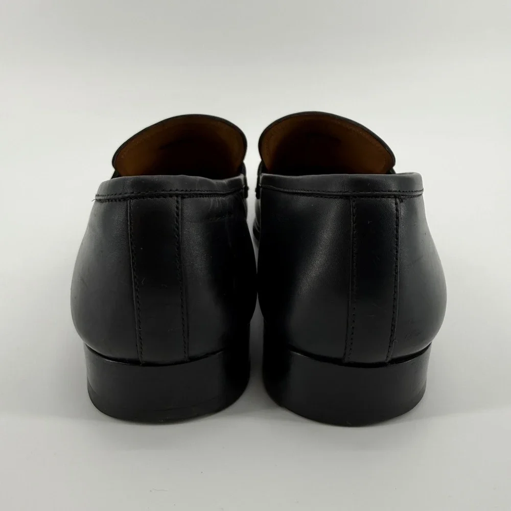 Magnanni Mens Black Leather Bit Loafers Made in Spain Size 8.5 M Apron Toe Dress